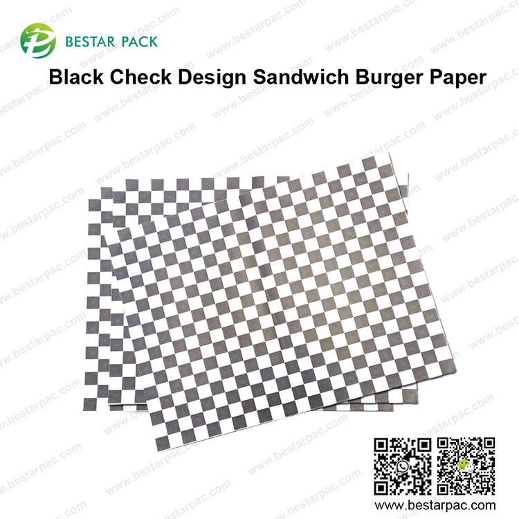 Itim na Check Design Sandwich Burger Paper