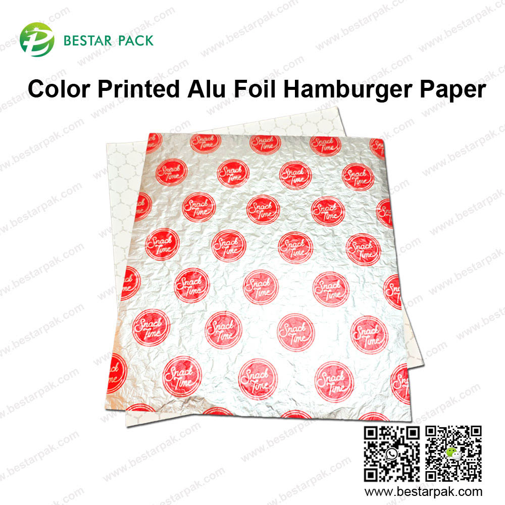 Kulay na nakalimbag na alu foil hamburger paper
